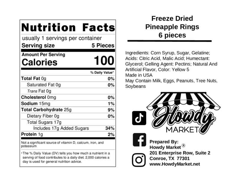 Freeze Dried Pineapple Rings 6 count Howdy Market