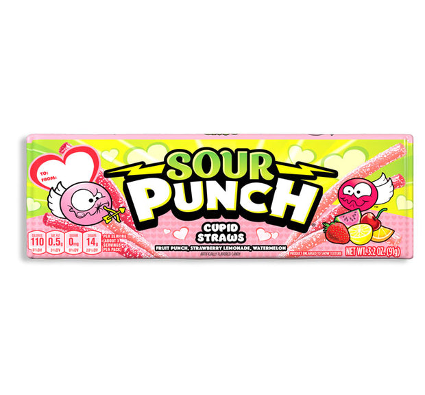 Sour Punch Re3d and Pink Cupid Straws - 3.2 oz - Valentine