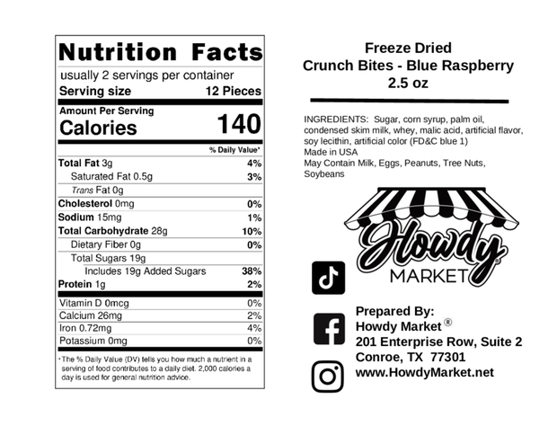 Freeze Dried Crunch Bites - Blue Raspberry 2.5 oz