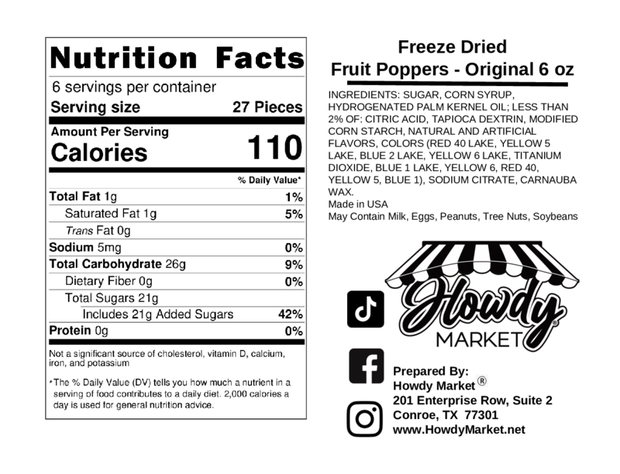 Freeze Dried Fruit Poppers  Choose Variety