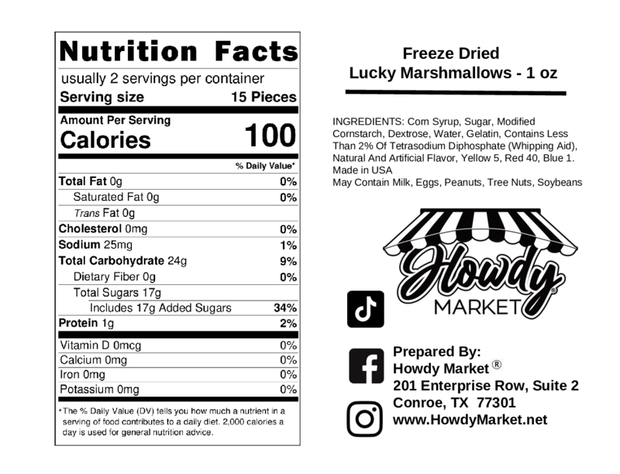 Freeze Dried Lucky Marshmallows 1.5 oz