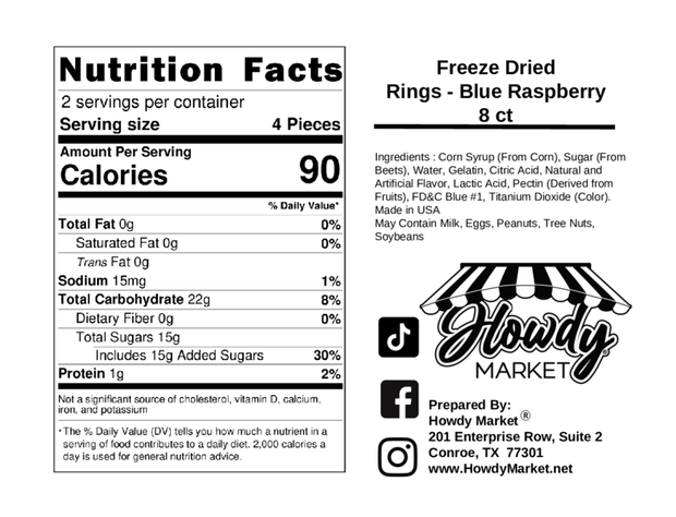 Freeze Dried Rings - Blue Raspberry 8 count