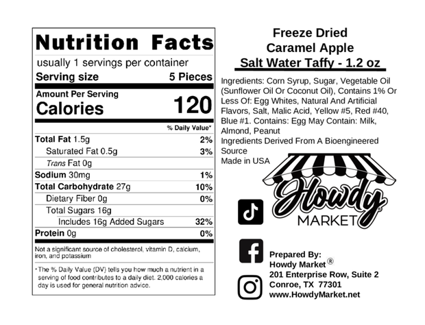 Freeze Dried Caramel Apple Taffy - 6 count