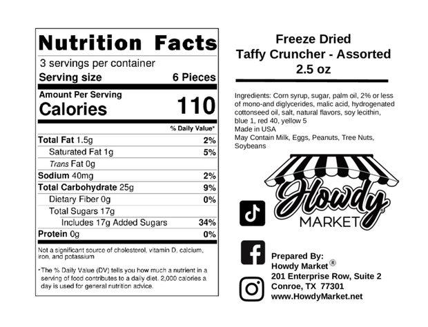 Freeze Dried Taffy Cruncher 3.5oz - Choose Flavor