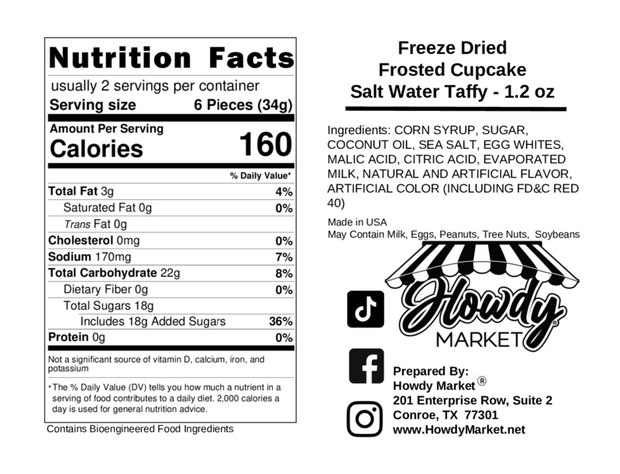Freeze Dried Frosted Cupcake Taffy - 6 Count