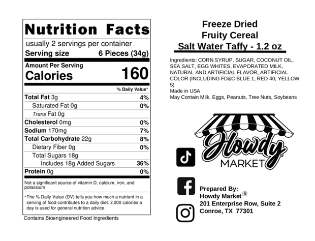 Freeze Dried Fruity Cereal Taffy - 6 count