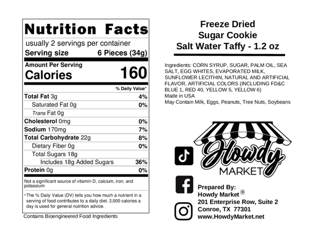 Freeze Dried Sugar Cookie Taffy - 6 count