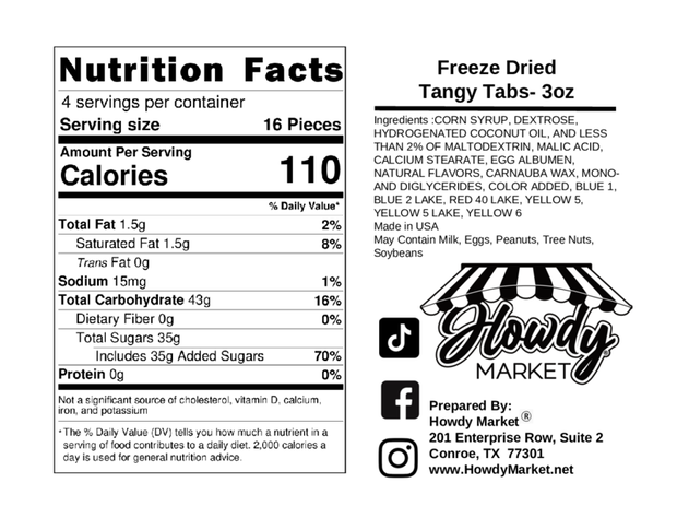 Freeze Dried Tangy Tabs 3 oz.