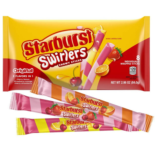 STARBURST Swirlers Chewy Sticks Candy - 1 package contains 8 sticks